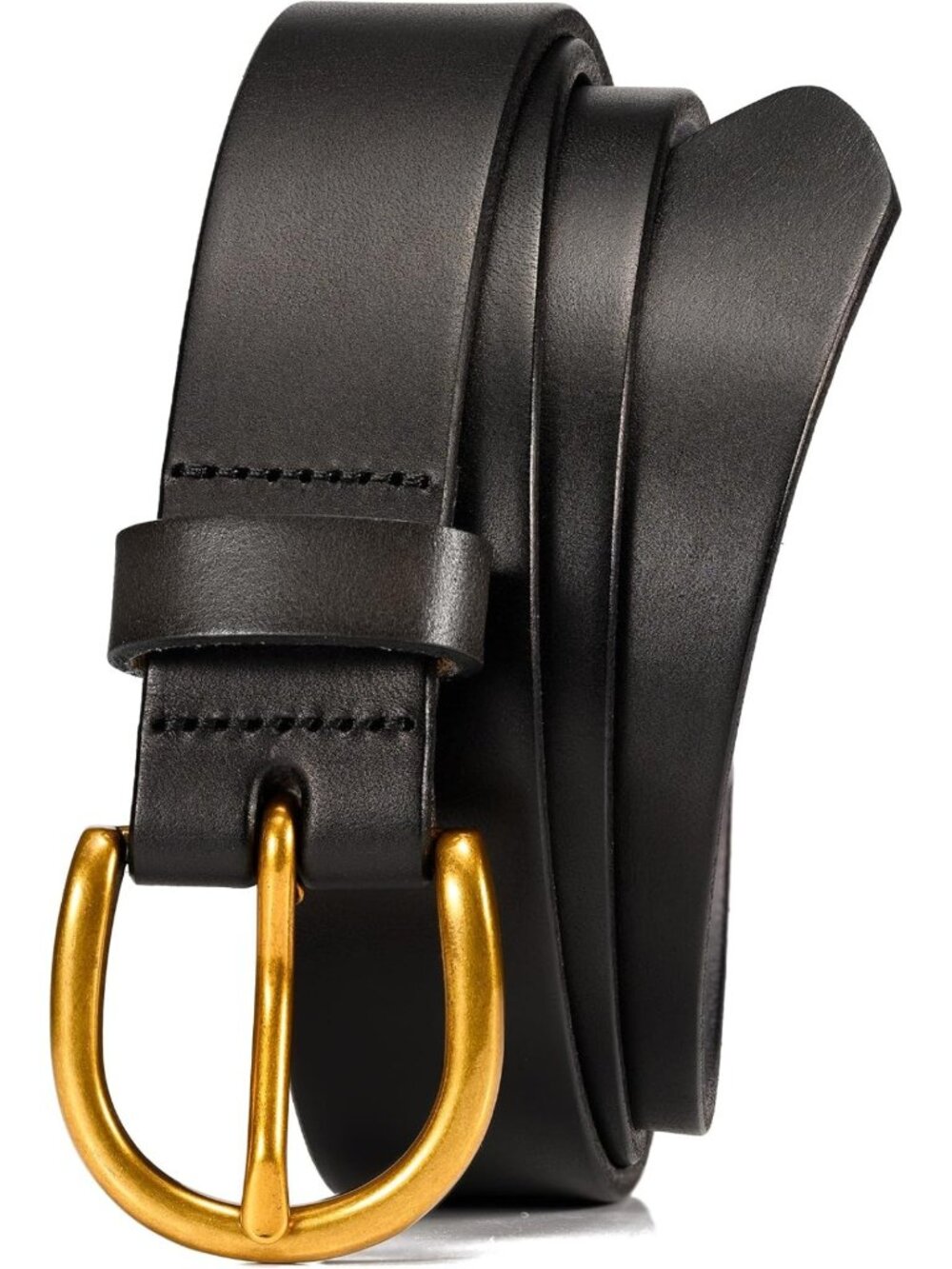 Stylish Women's Casual Leather Jean Belt, 1.1" Wide with Gold Buckle, Italian